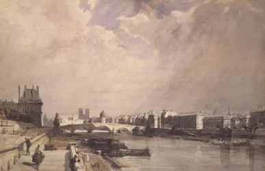 Blick entlang der Seine mit der Pont Royal und dem Pavillon de Flore, Tuilerien